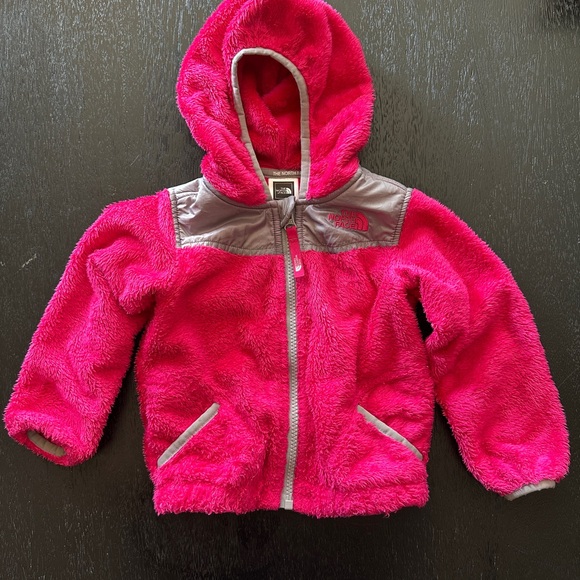 The North Face Bright Pink Fleece Jacket with Gray Accents - Picture 1 of 5